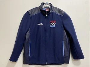 Vtg 2002 Team USA Olympics Roots Official Outfitter Leather Wool Jacket Large - Picture 1 of 13