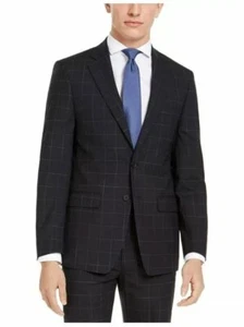 Traje de lana para hombre Calvin Klein azul marino con ventana de ajuste ajustado - Imagen 1 de 4