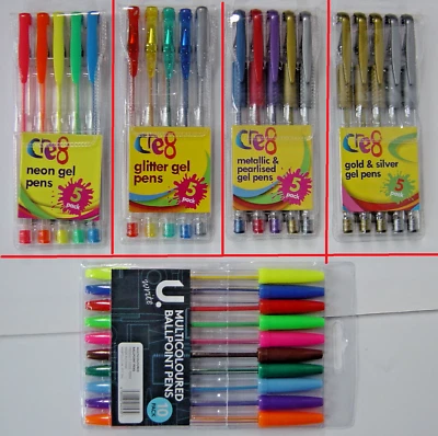 Gel pens, adult colouring, home craft art school party bag. also - ballpoint pen