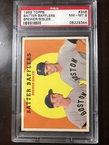 1959 Topps #346 Batter Bafflers PSA 8 Boston Red Sox Tom Brewer/Dave Sisler - Picture 1 of 2