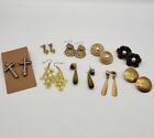Earring Lot 9 Pair of Gold Tone Pierced Earring 6 Pair Dangle and 3 Pair Round