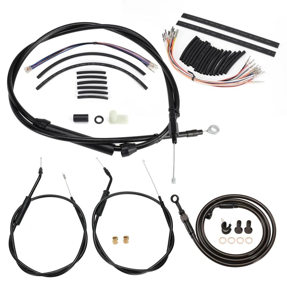 Extended Clutch Cable kit for Softail Fat Boy FLST 2000-2006 with 12” Bar Black - Image 1 of 4