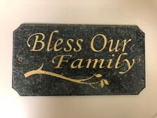 "Bless Our Family" Engraved Granite Wall Plaque, Jade Granite with Gold Letters