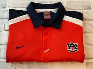 Nike Dri-Fit Auburn Pullover Mens Polo Short Sleeve Shirt Size MediumBlue Orange - Picture 1 of 5