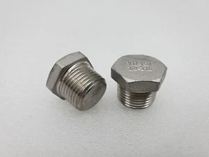 Qty-2 3/8" NPT Male Stainless Outer Hex Plug Marine Plug - Picture 1 of 9