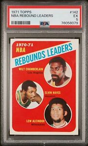 1971 Topps NBA REBOUND LEADERS CHAMBERLAIN ABDUL-JABBAR HAYES#142 PSA 5 EX