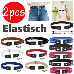 2x Unisex Stretchgürtel ohne Schnalle elastisch Gürtel Damen Herren bis 90cm - Bild 1 von 28