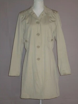 Nine West Women's Lined Ivory/Beige Dress Trench Coat Button Front Size M *FLAW - Image 1 of 4