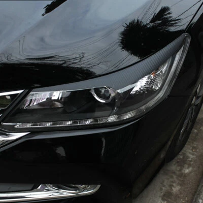 Pair Headlight Eyelid Eyebrow Carbon Fiber Trim Cover For Honda Accord 2014-2015 - Image 1 of 4