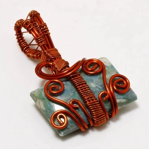 Ruby Fuchsite Gemstone Handmade Wire Wrap Copper Jewelry Pendant 2.10" SR 1465 - Picture 1 of 7
