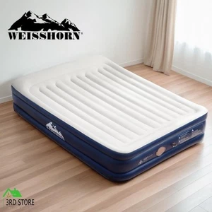 Weisshorn Air Mattress Inflatable Bed Built-in Pillow Pump Double Air bed 46cm - Picture 1 of 12