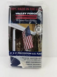 Valley Forge 3'x5' US American Flag Printed Poly/Cotton Made In USA - Picture 1 of 2