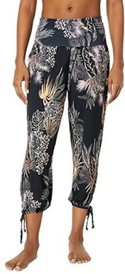 Onzie L4310 Womens Black Tropical Print Hot Yoga Gypsy Harem Pants Size L - Image 1 of 4
