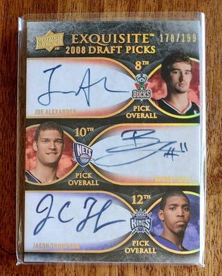 Brook Lopez/Joe Alexander/Jason Thompson 2007-2008 UD Exquisite Autograph /199 - Image 1 of 2