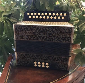 Vintage (1940s) Hohner Vienna Pokerwork HA-2815 (Rare AD) Diatonic Accordion - Picture 1 of 15