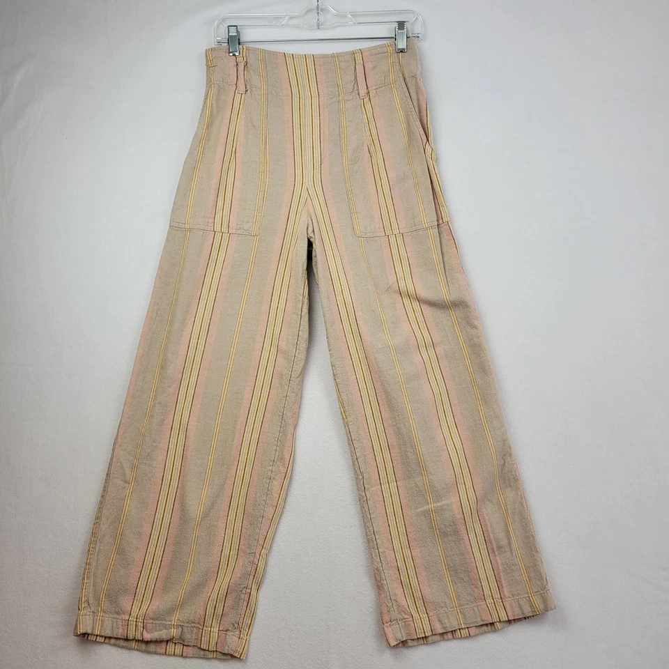 Pantalones American Eagle Rayas Pierna Ancha Talla Mediana Mezcla de Lino Festival SIN CINTURÓN Foto 1 de 4