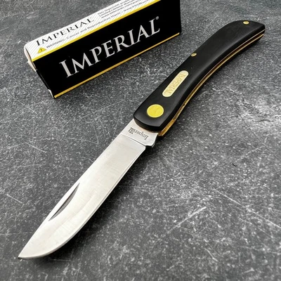 Cuchillo de trabajo de bolsillo Schrade Imperial negro Sodbuster EDC plegable con junta deslizante Foto 1 de 4