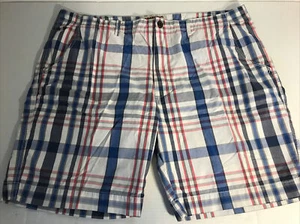 Mens Plaid Shorts Red White Blue 42 Cotton Arizona Jeans Co.  - Picture 1 of 4