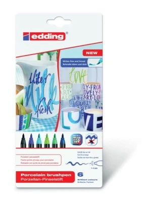 EDDING Porzellan Pinselstift 4200 6er Set -Cool Colors- - Bild 1 von 4
