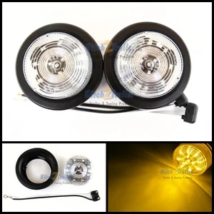 (2) CLEAR LENS / AMBER 12 LED Light Trailer 2-1/2" round,Clearance marker 2.5" - Picture 1 of 1