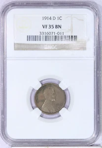 1914-D Lincoln Wheat Cent 1c NGC VF35 - Picture 1 of 2