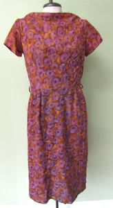 VINTAGE 1960'S FLORAL JERSEY WIGGLE DRESS / 38" BUST MEASURE - Picture 1 of 5