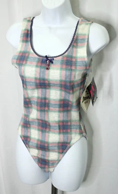 Body LA WORKOUT Tank Vintage Años 80 Para Mujer L Cuadros Waffle Térmico Aeróbico Nuevo con Etiquetas Foto 1 de 4