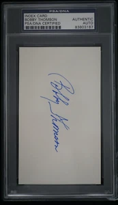 BOBBY THOMPSON SIGNED INDEX CARD WITH PSA AUTHENTIC SLABBED AUTO - Picture 1 of 2