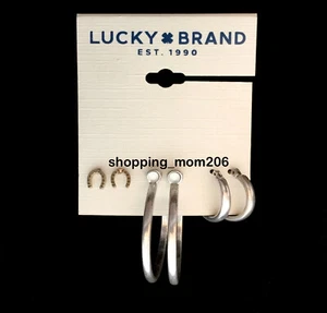Lucky Brand Two-Tone 3-Pc. Set Hoop & Stud Earrings - Picture 1 of 4