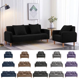 Velvet Sofa Covers Elastic Settee Slipcover Couch Pet Protector 1/2/3/4 Seater - Picture 1 of 78