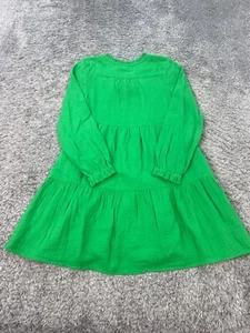 Boden Double Cloth Tiered Dress Girls 9-10Y Youth Bright Green Cottage Boho NWT - Picture 1 of 12