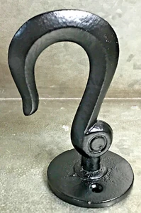 New Cast Iron Ceiling Hook Primitive Style 4 1/4" Long 2 Screw 2 1/4" Plate Blac - Picture 1 of 10