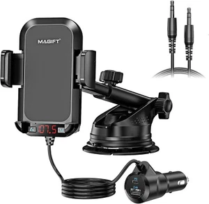 Bluetooth 5.3 FM Transmitter für Auto/Auto Bluetooth Transmitter mit Telefonhalter - Bild 1 von 7