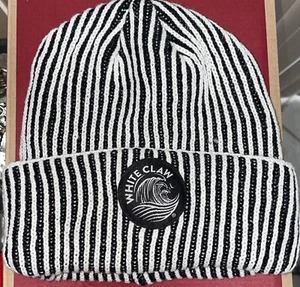 WHITE CLAW HARD SELTZER BEANIE HAT STRIPED BLACK/WHITE - Picture 1 of 2