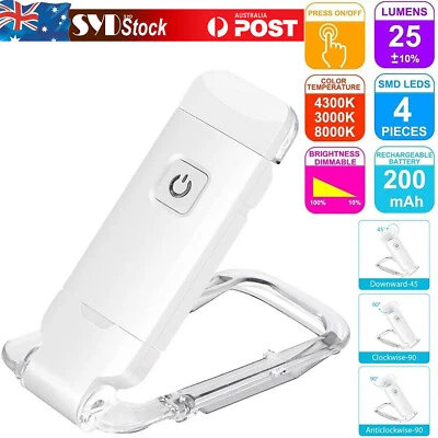Book Night Reading Light USB Rechargeable Clip on Mini LED Lamp White Flexible - image 1 of 4