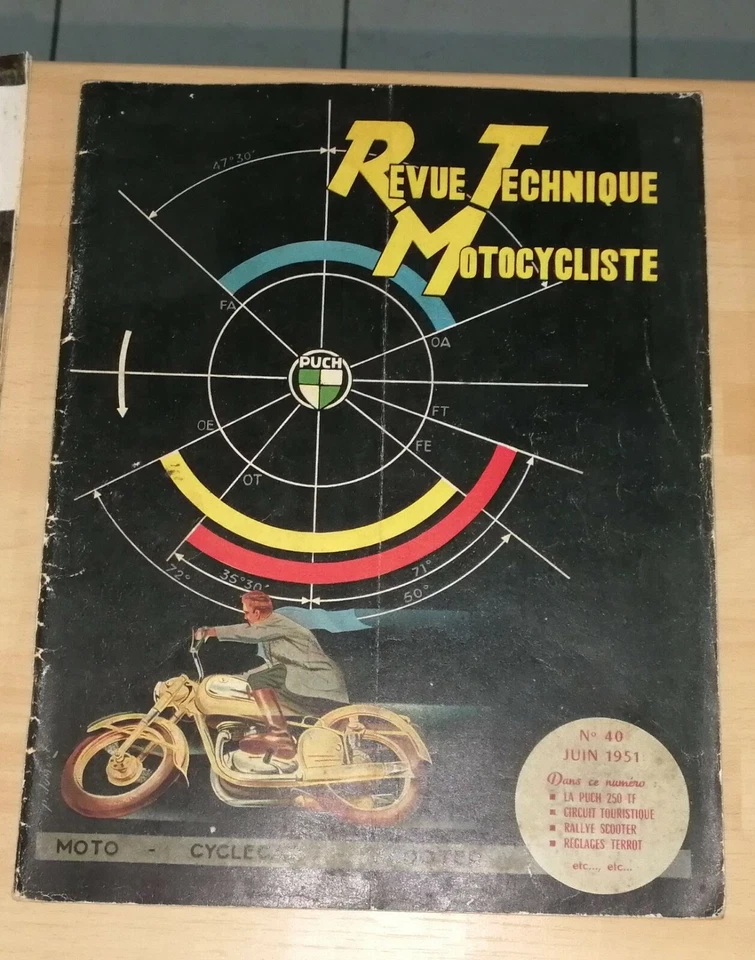 * RTM revue technique motocycliste moto n° 40 juin 51 puch 250tf reglage terrot  - Photo 1/1