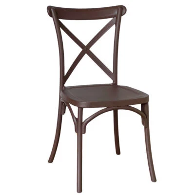 Sedia sprint in plastica a croce marrone impilabile - Immagine 1 di 4