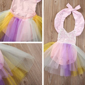 Baby Girls 1st Birthday Outfit Colorful Princess Tutu Dress Cake Smash Clothes - Picture 1 of 7
