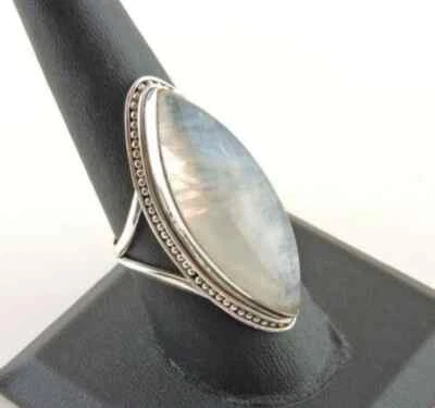 Arcobaleno Pietra di Luna Gemma 925 Argento Sterling Artigianale Anello Tutti - Immagine 1 di 4