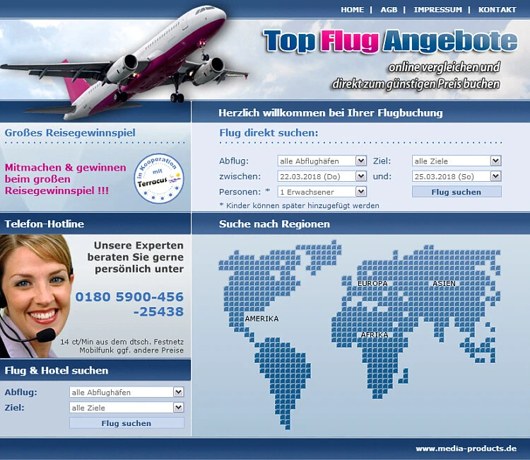 Flugbuchung-Online-Service - PHP-Script - Bild 1 von 1