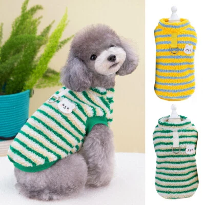 Striped Fleece Dog Dog Vest Lamb Vest Fleece Pet Supplies Striped Dog Coat - - Image 1 of 4