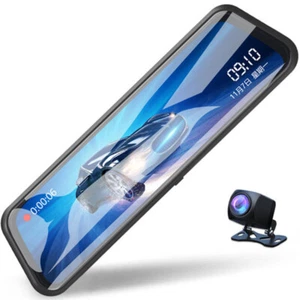 10in Dash Cam Touch Screen Mirror Drive Recorder Car Rearview Backup Dual Camera - Picture 1 of 21