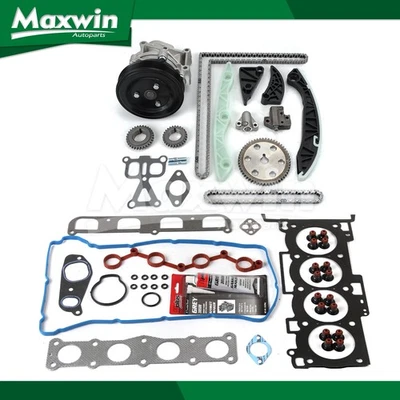 Head Gasket Set Timing Chain Kit Water Pump Fit Hyundai Sonata Kia Rondo 2.4L - Image 1 of 4