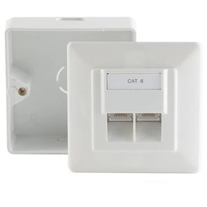 Gigabit Netzwerkdose als Aufputz/Unterputz CAT6 2x RJ45 geschwirmt mit LSA - Picture 1 of 3