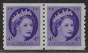 Canada Coil Stamps — Pair — 1954, Elizabeth II #347 MNH Ref. 1955 - Picture 1 of 2