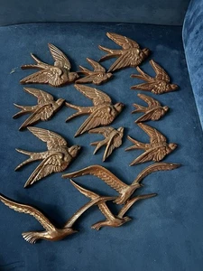 Juego de 12 gorriones voladores y gaviotas decoración de pared de madera para interiores de hogar Homco de colección - Imagen 1 de 9