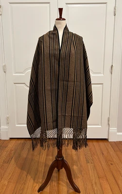 Traditional Mexican rebozo from Oaxca Mex. Mexican shawl,fringed vest!! - Image 1 of 4