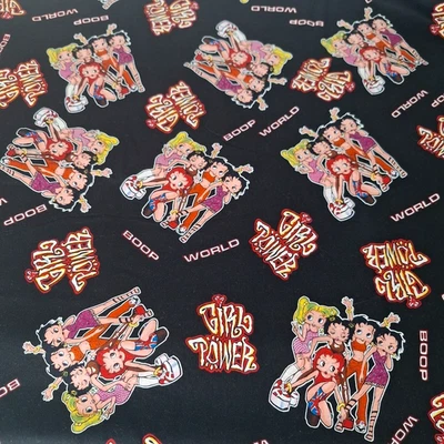 Betty Boop Girl Power Spice Girls Shamash & Sons 1996 tela de algodón 3 yardas Foto 1 de 2