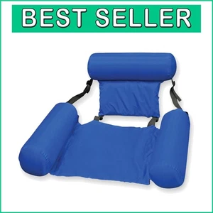 Blue Inflatable Swimming Pool Float Chair - Adjustable, Compact, and Comfortable - Picture 1 of 10
