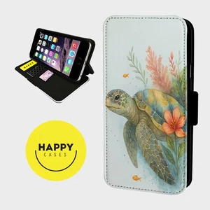 UNGLAUBLICHE SCHILDKRÖTE SCHWIMMEN - Kunstleder Klapp Handy Hülle Cover - iPhone/Samsung - Bild 1 von 5